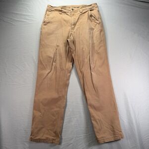 Duluth Trading Co Flex Fire Hose Pants Mens 34x32 (Fits 30x32) Brown Canvas Work